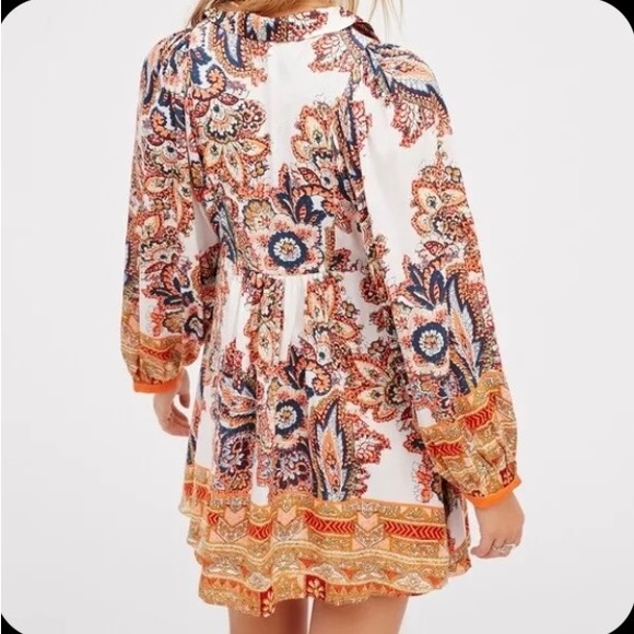 EUC Free People paisley long sleeve v neck dress size S - Picture 3 of 8